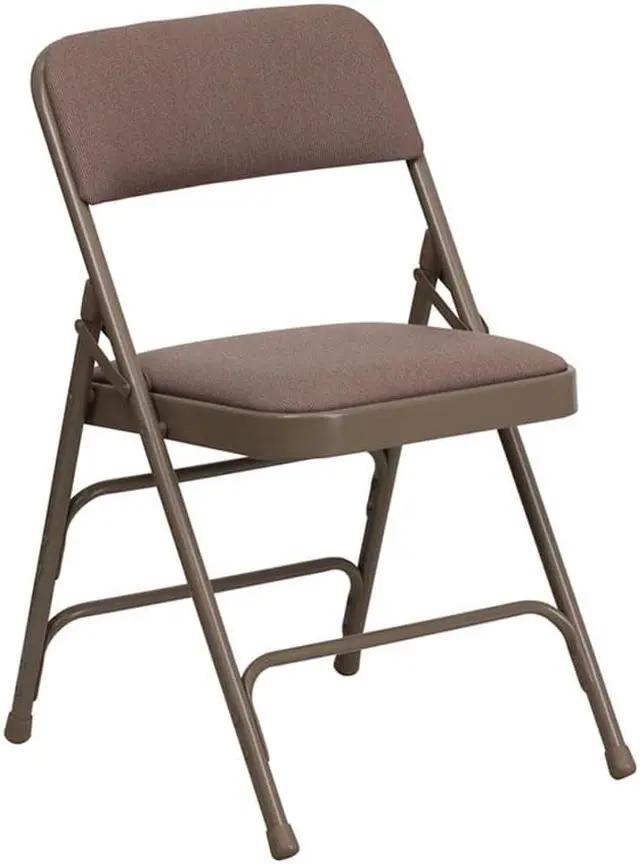 Alt view image 7 of 20 - 2 Pk. HERCULES Series Curved Triple Braced & Double Hinged Beige Fabric Metal Folding Chair