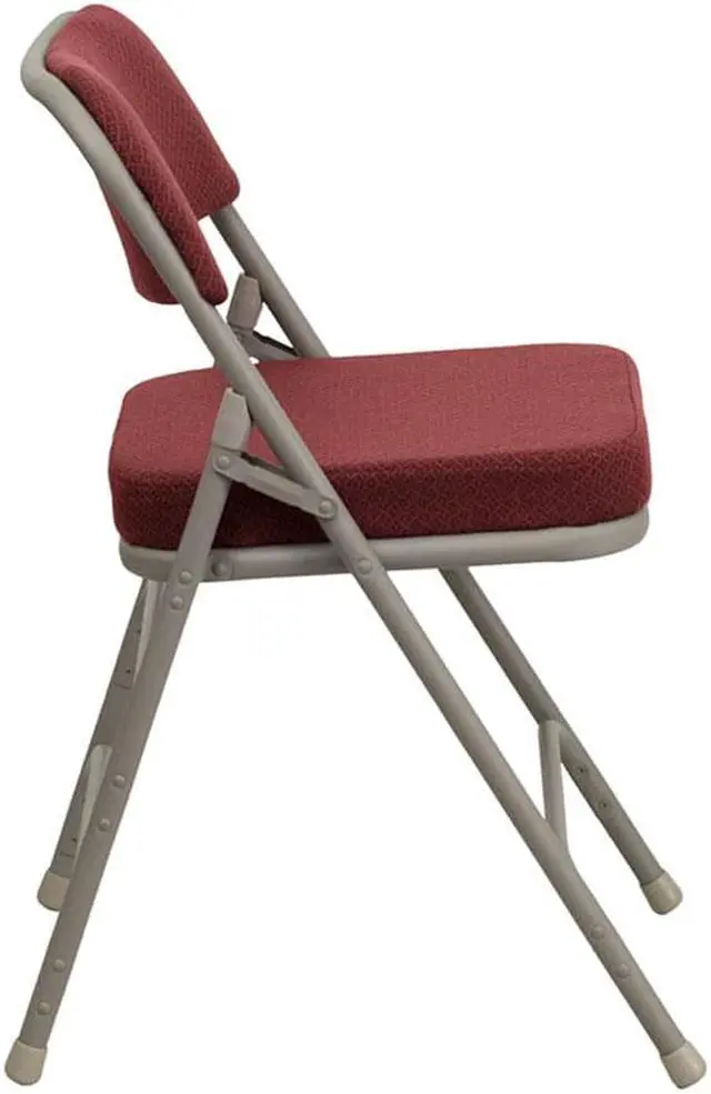 Alt view image 9 of 20 - 2 Pack HERCULES Series Premium Curved Triple Braced & Double Hinged Burgundy Fabric Metal Folding Chair
