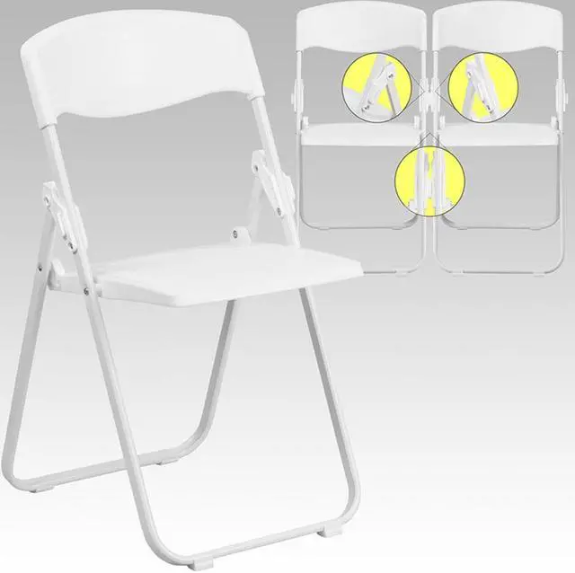 Alt view image 9 of 20 - 2 Pk. HERCULES Series 880 lb. Capacity Heavy Duty White Plastic Folding Chair with Built-in Ganging Brackets