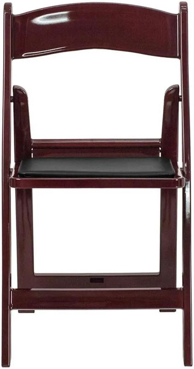 Alt view image 9 of 20 - 2 Pack HERCULES Series 1000 lb. Capacity Red Mahogany Resin Folding Chair with Black Vinyl Padded Seat