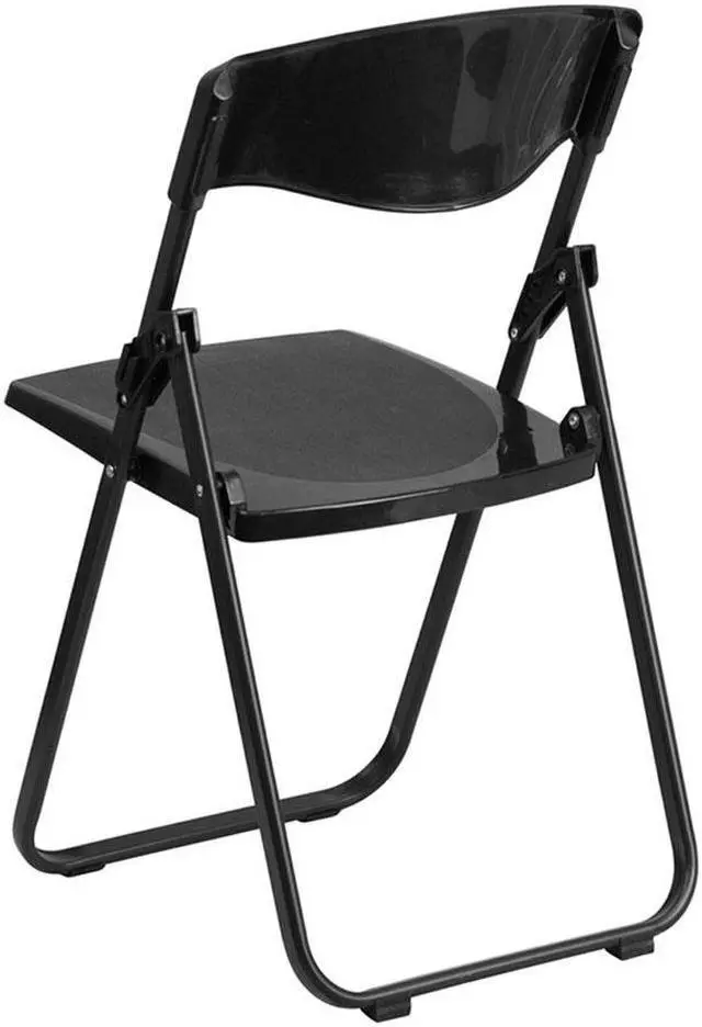 Alt view image 9 of 20 - 2 Pk. HERCULES Series 880 lb. Capacity Heavy Duty Black Plastic Folding Chair with Built-in Ganging Brackets