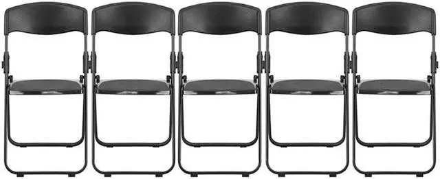 Alt view image 11 of 20 - 2 Pk. HERCULES Series 880 lb. Capacity Heavy Duty Black Plastic Folding Chair with Built-in Ganging Brackets