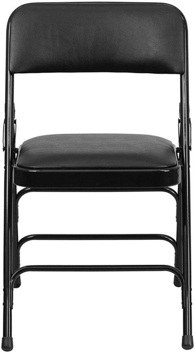 Alt view image 7 of 20 - 4 Pk. HERCULES Series Curved Triple Braced & Double Hinged Black Vinyl Metal Folding Chair