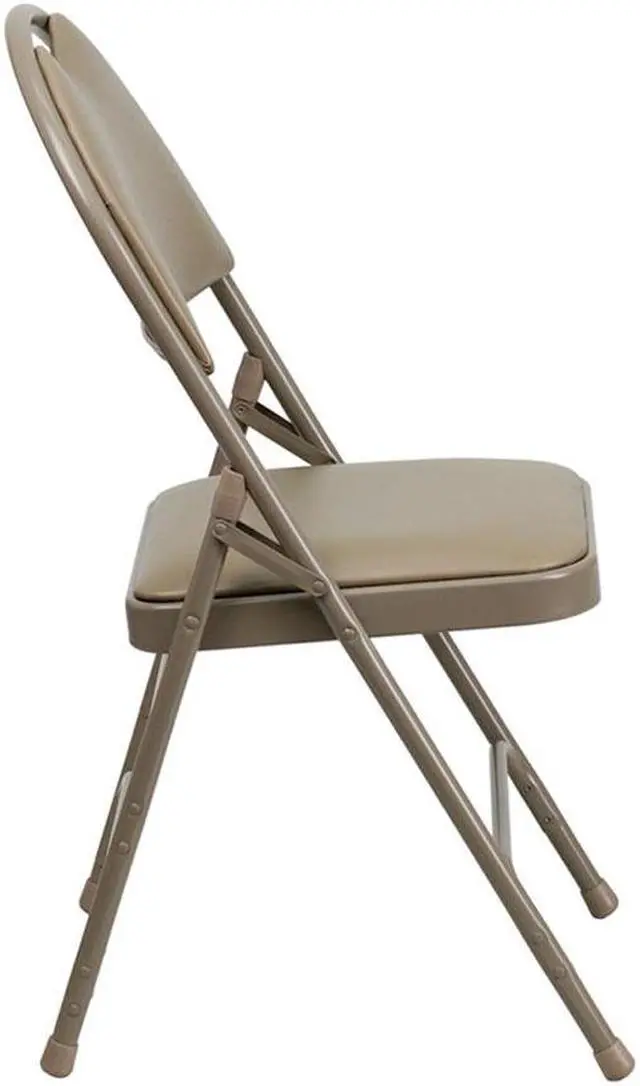 Alt view image 9 of 17 - 4 Pk. HERCULES Series Ultra-Premium Triple Braced Beige Vinyl Metal Folding Chair with Easy-Carry Handle
