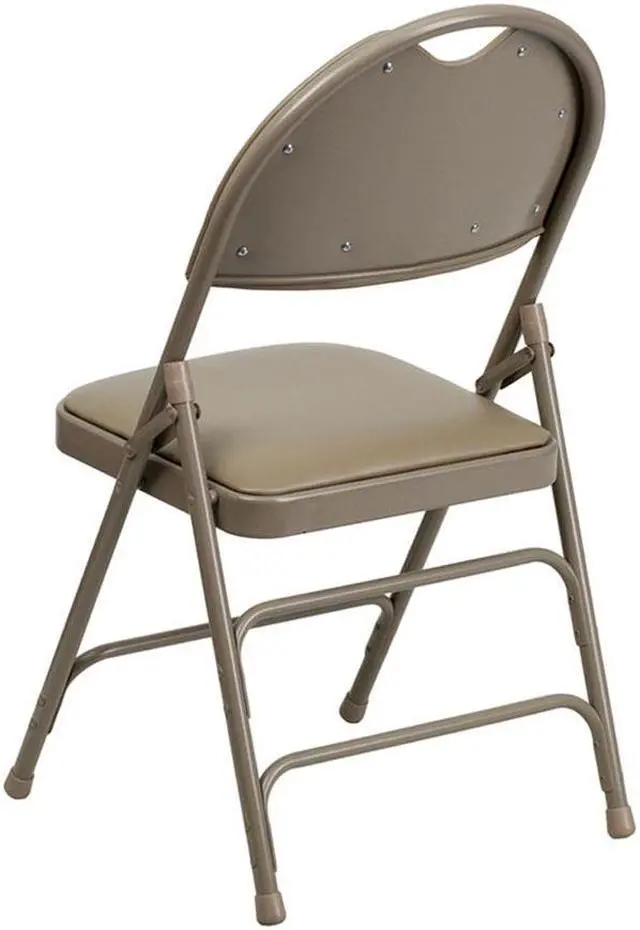 Alt view image 8 of 17 - 4 Pk. HERCULES Series Ultra-Premium Triple Braced Beige Vinyl Metal Folding Chair with Easy-Carry Handle