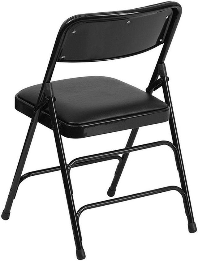 Alt view image 8 of 20 - 4 Pk. HERCULES Series Curved Triple Braced & Double Hinged Black Vinyl Metal Folding Chair