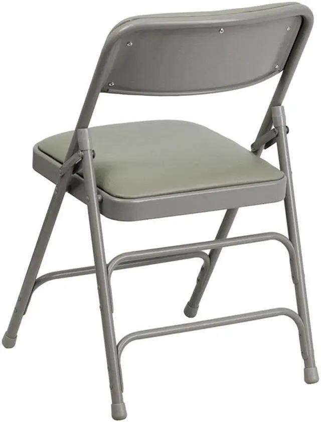 Alt view image 8 of 18 - 4 Pk. HERCULES Series Curved Triple Braced & Double Hinged Gray Vinyl Metal Folding Chair