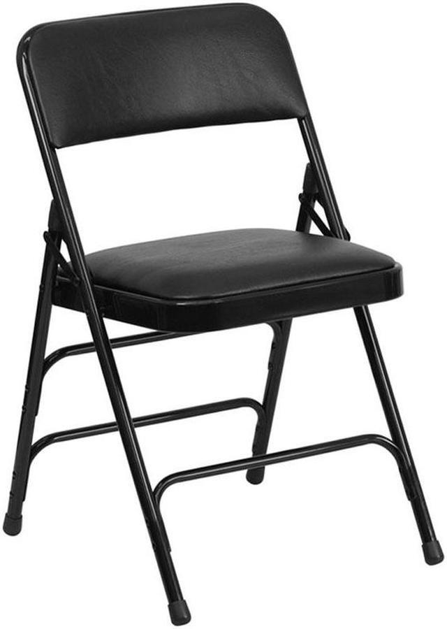 Alt view image 6 of 20 - 4 Pk. HERCULES Series Curved Triple Braced & Double Hinged Black Vinyl Metal Folding Chair