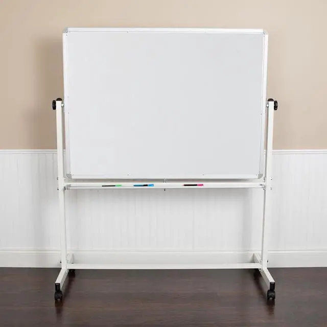 Alt view image 11 of 20 - HERCULES Series 53"W x 62.5"H Double-Sided Mobile White Board with Pen Tray