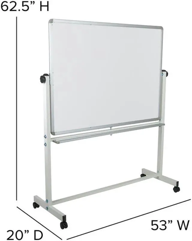 Alt view image 15 of 20 - HERCULES Series 53"W x 62.5"H Double-Sided Mobile White Board with Pen Tray