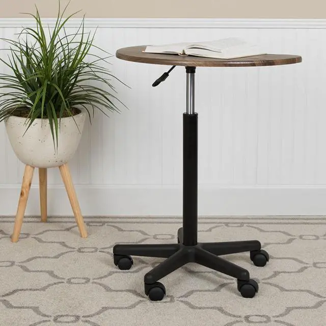 Alt view image 8 of 20 - Rustic Walnut Sit to Stand Mobile Laptop Computer Desk