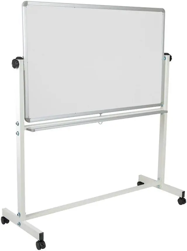 Alt view image 13 of 20 - HERCULES Series 53"W x 59"H Reversible Mobile Cork Bulletin Board and White Board with Pen Tray