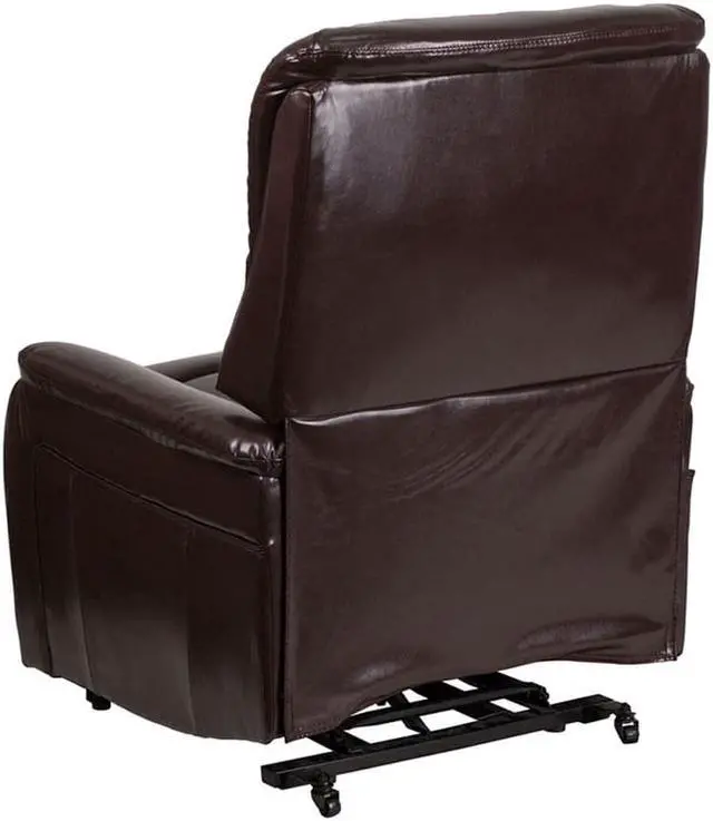 Alt view image 10 of 20 - HERCULES Series Brown LeatherSoft Remote Powered Lift Recliner