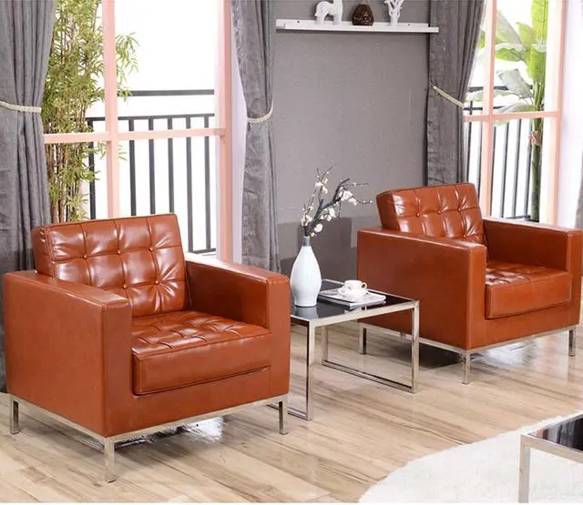 Alt view image 5 of 20 - HERCULES Lacey Series Contemporary Cognac LeatherSoft Chair with Stainless Steel Frame
