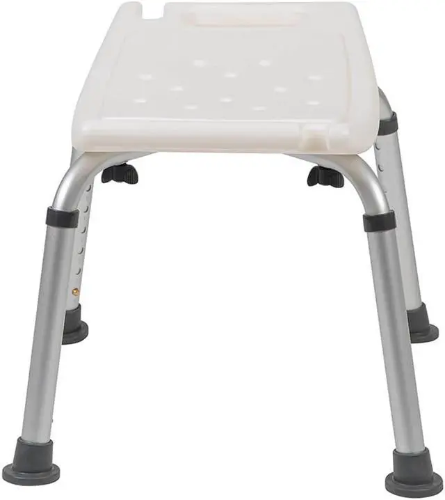 Alt view image 10 of 20 - HERCULES Series Tool-Free and Quick Assembly, 300 Lb. Capacity, Adjustable White Bath & Shower Chair with Non-slip Feet