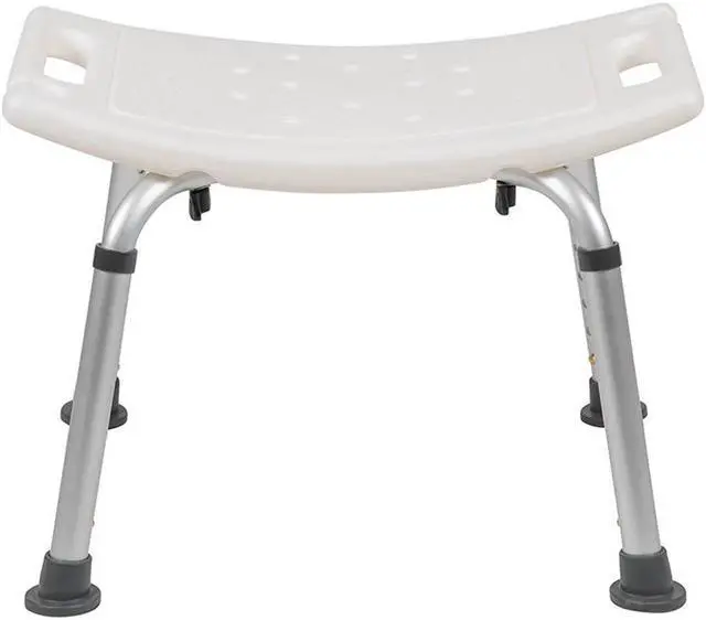 Alt view image 12 of 20 - HERCULES Series Tool-Free and Quick Assembly, 300 Lb. Capacity, Adjustable White Bath & Shower Chair with Non-slip Feet