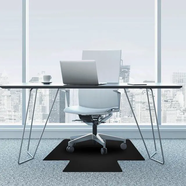 Alt view image 3 of 15 - Cleartex Advantagemat Black Chair Mat - Office, Hard Floor, Carpeted Floor - 48" Length x 36" Width x 0.60" Thickness -