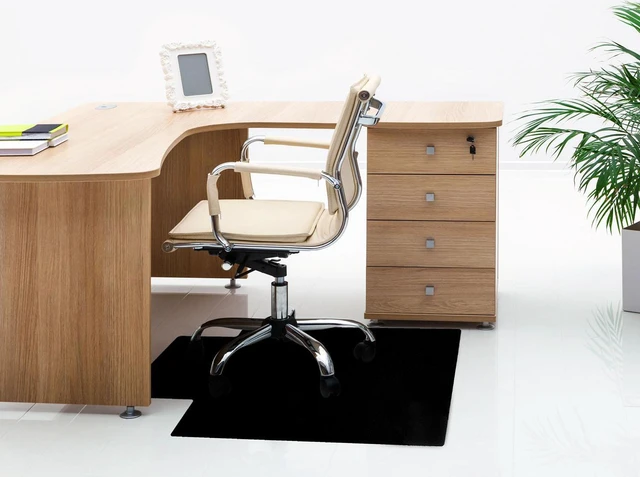 Main image of Advantagemat® Black Vinyl Lipped Chair Mat for Hard Floor - 45" x 53" FR124553HLBV
