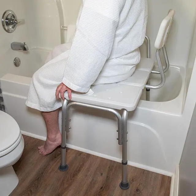 Alt view image 10 of 20 - HERCULES Series 300 Lb. Capacity Adjustable Gray Bath & Shower Transfer Bench with Back and Side Arm