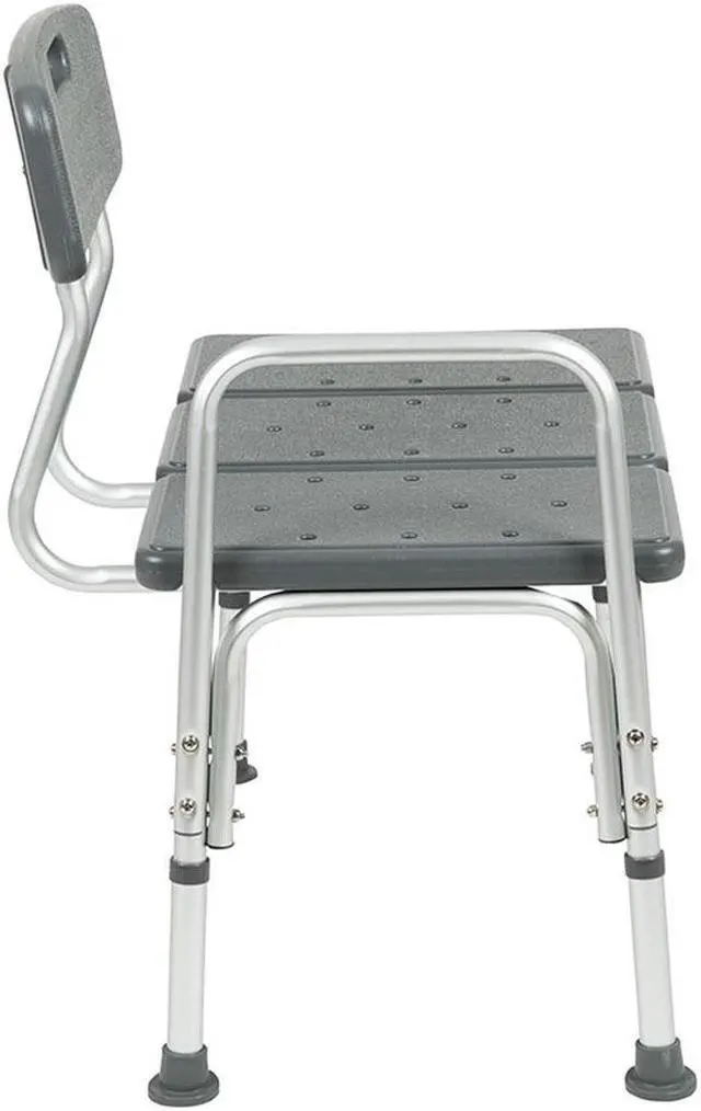 Alt view image 12 of 20 - HERCULES Series 300 Lb. Capacity Adjustable Gray Bath & Shower Transfer Bench with Back and Side Arm