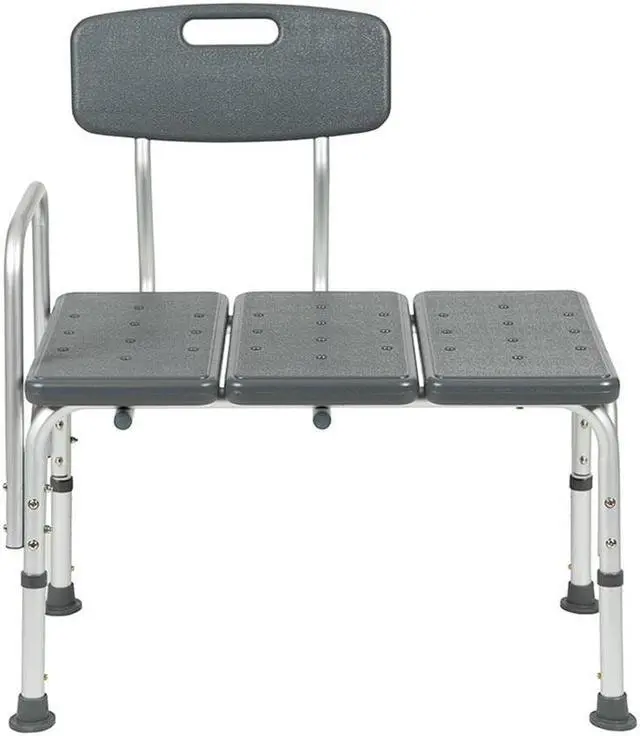 Alt view image 14 of 20 - HERCULES Series 300 Lb. Capacity Adjustable Gray Bath & Shower Transfer Bench with Back and Side Arm