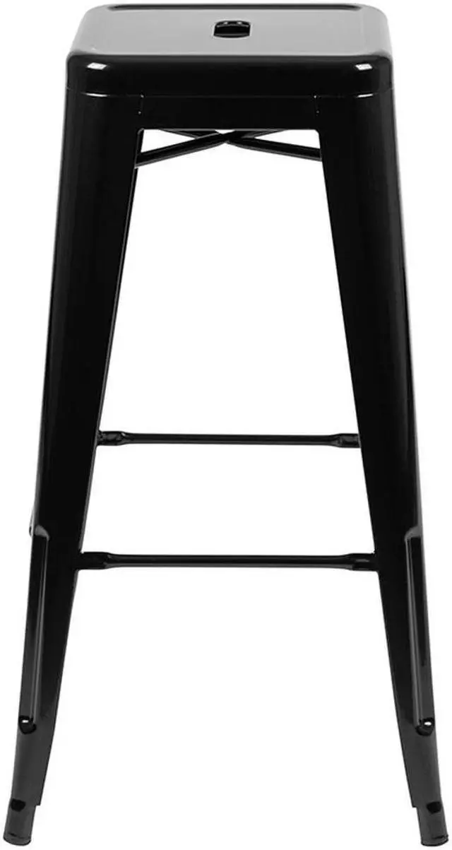 Alt view image 12 of 20 - 30" High Metal Indoor Bar Stool in Black - Stackable Set of 4