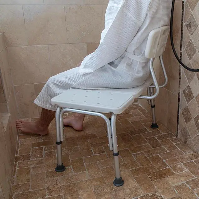 Alt view image 11 of 20 - HERCULES Series 300 Lb. Capacity Adjustable Gray Bath & Shower Transfer Bench with Back and Side Arm