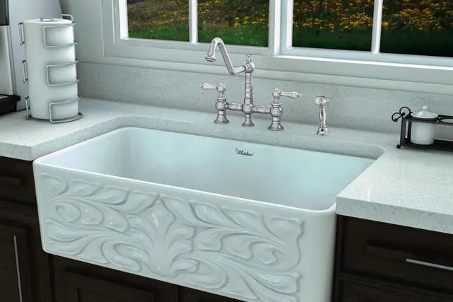 Alt view image 4 of 6 - Vintage III Plus Bridge Faucet with Long Traditional Swivel Spout, Lever Handles and Solid Brass Side Spray - Polished Chrome