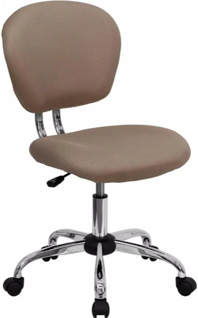 Alt view image 11 of 20 - Mid-Back Coffee Brown Mesh Padded Swivel Task Chair with Chrome Base