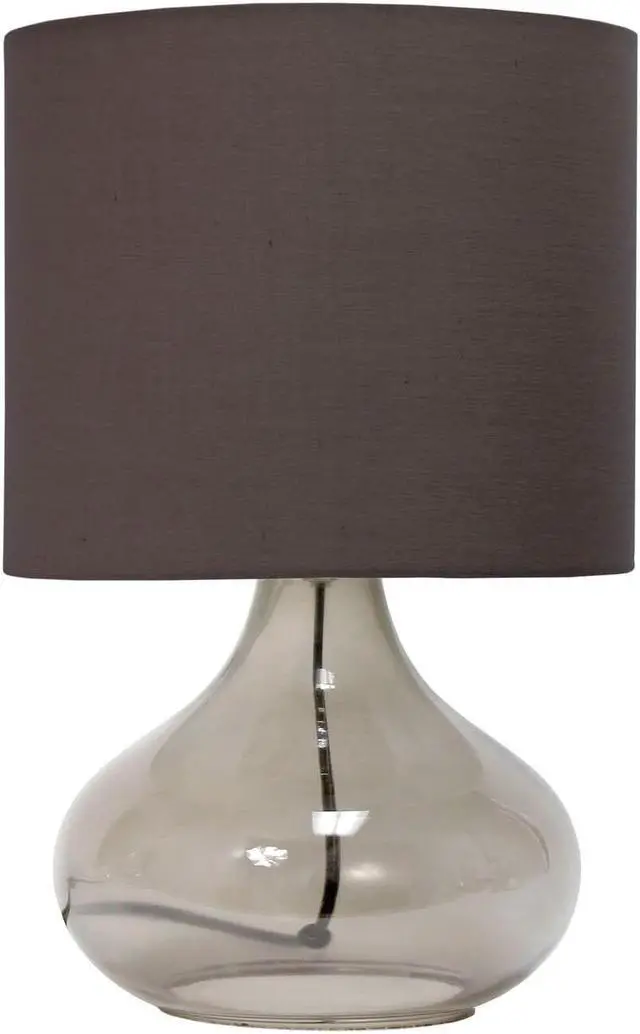 Alt view image 6 of 19 - Simple Designs Glass Raindrop Table Lamp with Fabric Shade, Smoke Gray with Gray Shade