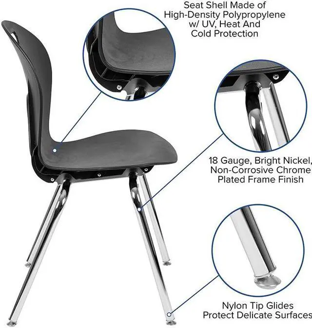 Alt view image 13 of 20 - Advantage Titan Black Student Stack School Chair - 18-inch