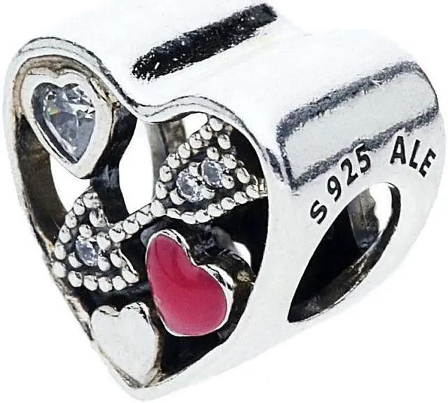 Main image of PANDORA Struck By Love - Magenta Enamel & Clear CZ Charm - 792039CZ