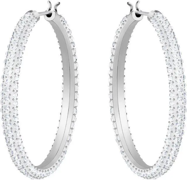 Main image of Swarovski Stone Hoop Pierced Earrings -