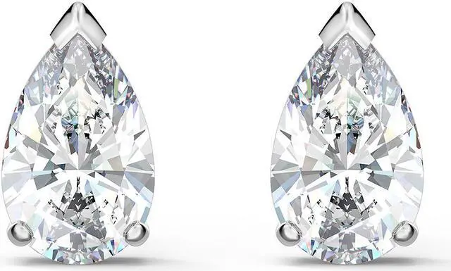 Main image of Swarovski Attract Pear Stud Pierced Earrings - White - Rhodium Plated