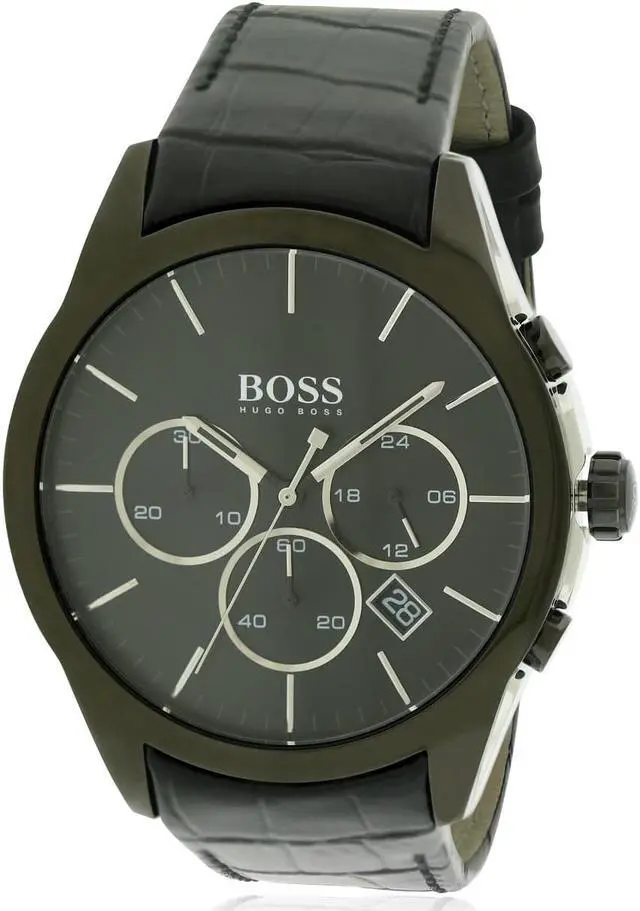 Main image of Men's Hugo Boss Chronograph Black Leather Strap Watch 1513367