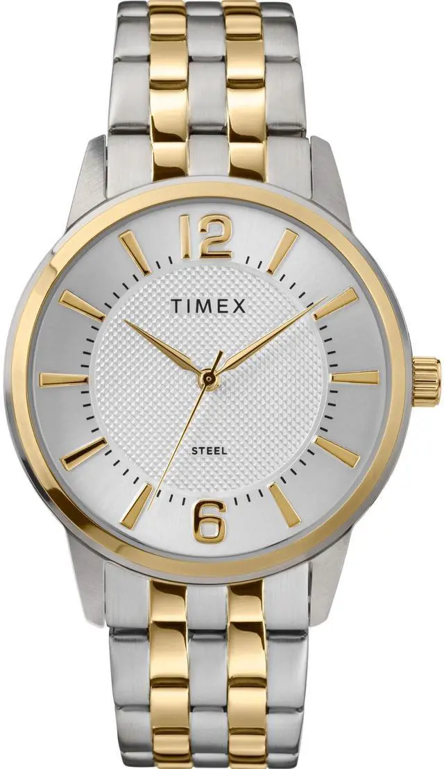 Alt view image 3 of 3 - timex men's dress analog 40mm stainless steel bracelet watch, two-tone