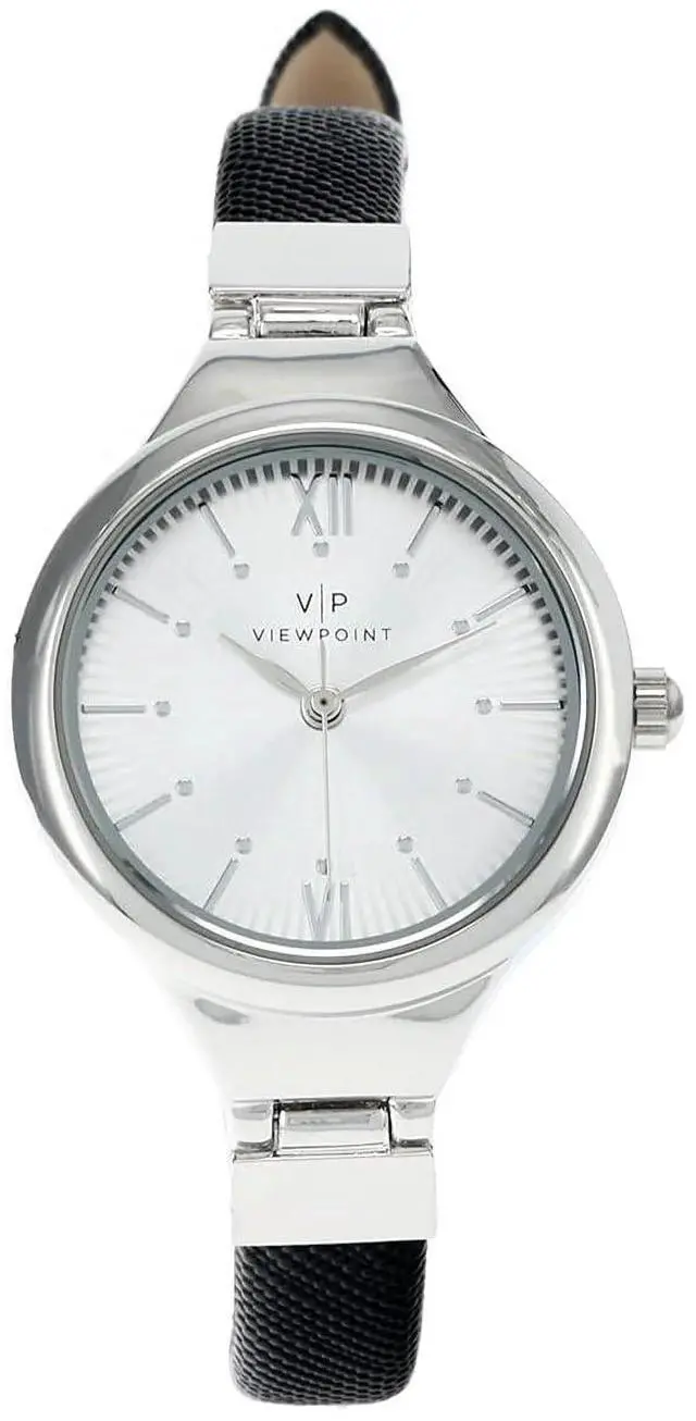 Alt view image 2 of 2 - Timex Viewpoint Silver-Tone Black Leather Ladies Watch