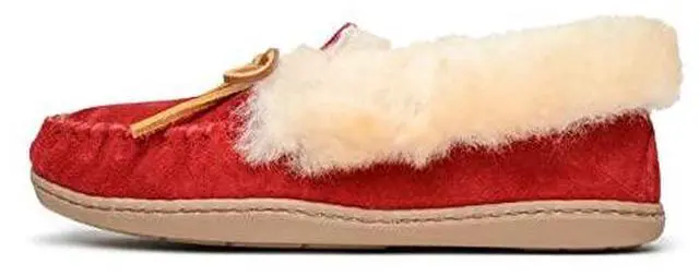 Alt view image 2 of 3 - Minnetonka Womens Alpine Sheepskin Moccasin - Red - Size 6