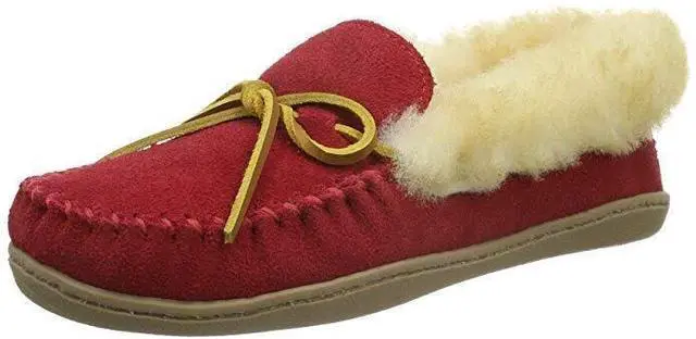 Alt view image 3 of 3 - Minnetonka Womens Alpine Sheepskin Moccasin - Red - Size 6