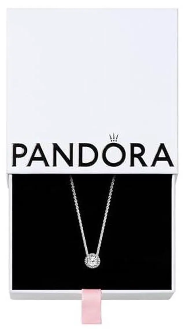 Alt view image 2 of 3 - Pandora Sterling Silver Round CZ Necklace -