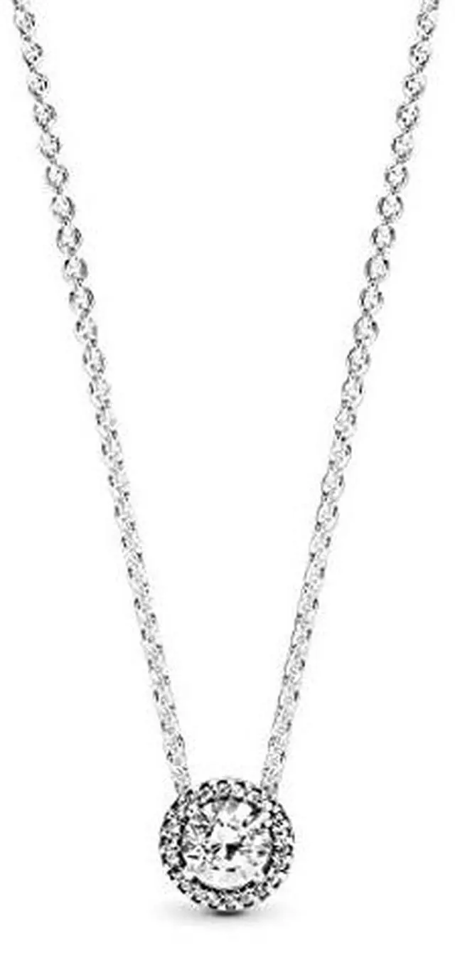 Alt view image 3 of 3 - Pandora Sterling Silver Round CZ Necklace -