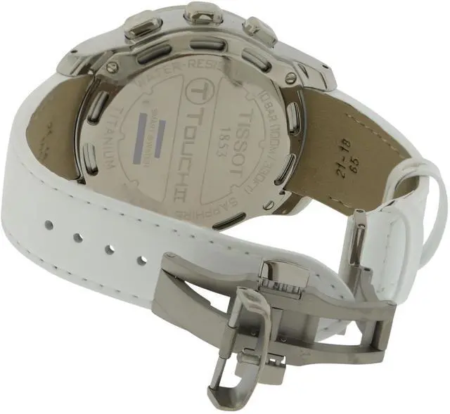 Alt view image 2 of 3 - Tissot T-Touch II Titanium Perpetual Leather Diamond Ladies Watch