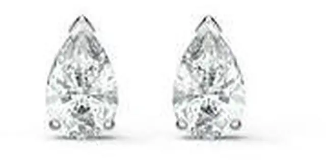 Alt view image 3 of 3 - Swarovski Attract Pear Stud Pierced Earrings - White - Rhodium Plated