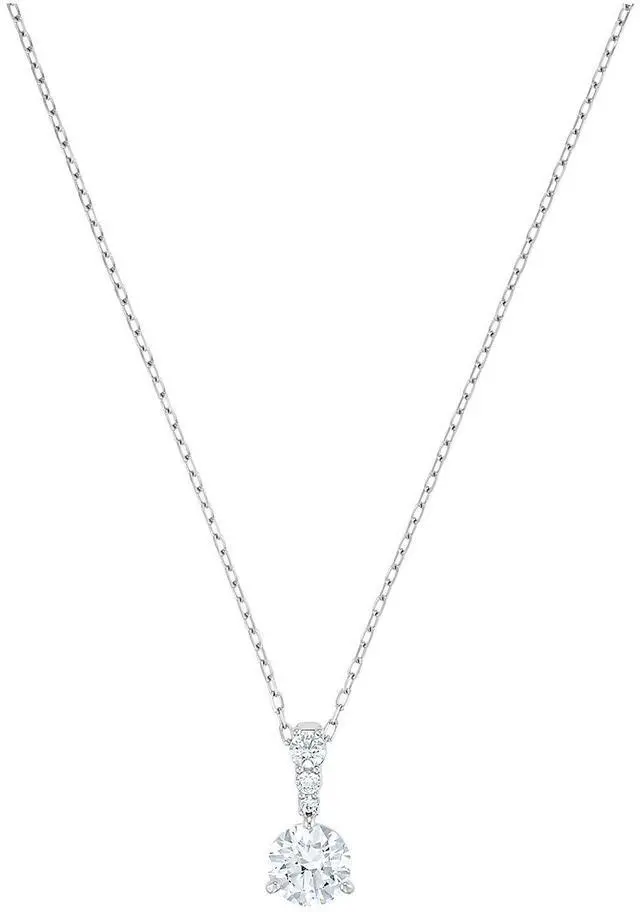 Alt view image 3 of 3 - Swarovski Solitaire Pendant - White - Rhodium Plated -