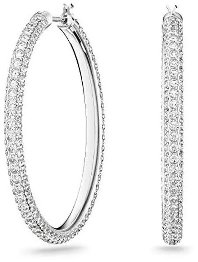 Alt view image 2 of 3 - Swarovski Stone Hoop Pierced Earrings -