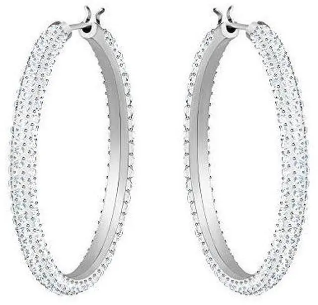 Alt view image 3 of 3 - Swarovski Stone Hoop Pierced Earrings -