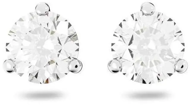 Alt view image 11 of 12 - Swarovski Solitaire Pierced Earrings - White - Rhodium Plating -