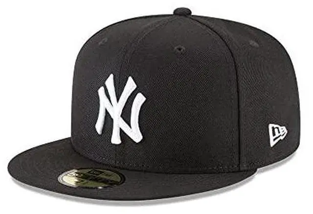 Alt view image 2 of 3 - New Era 59Fifty Hat MLB Basic New York Yankees Black/White Fitted Baseball Cap -7