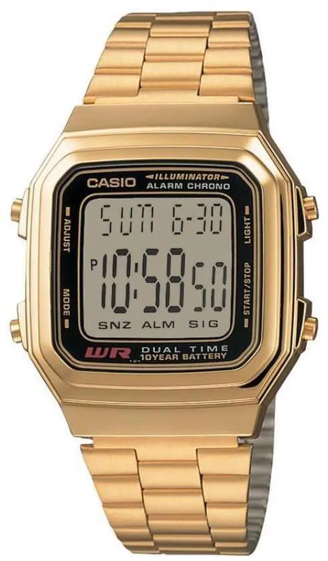 Alt view image 8 of 9 - Men's Casio Digital Classic Gold Tone Steel Watch A178WGA-1AD A178WGA-1A