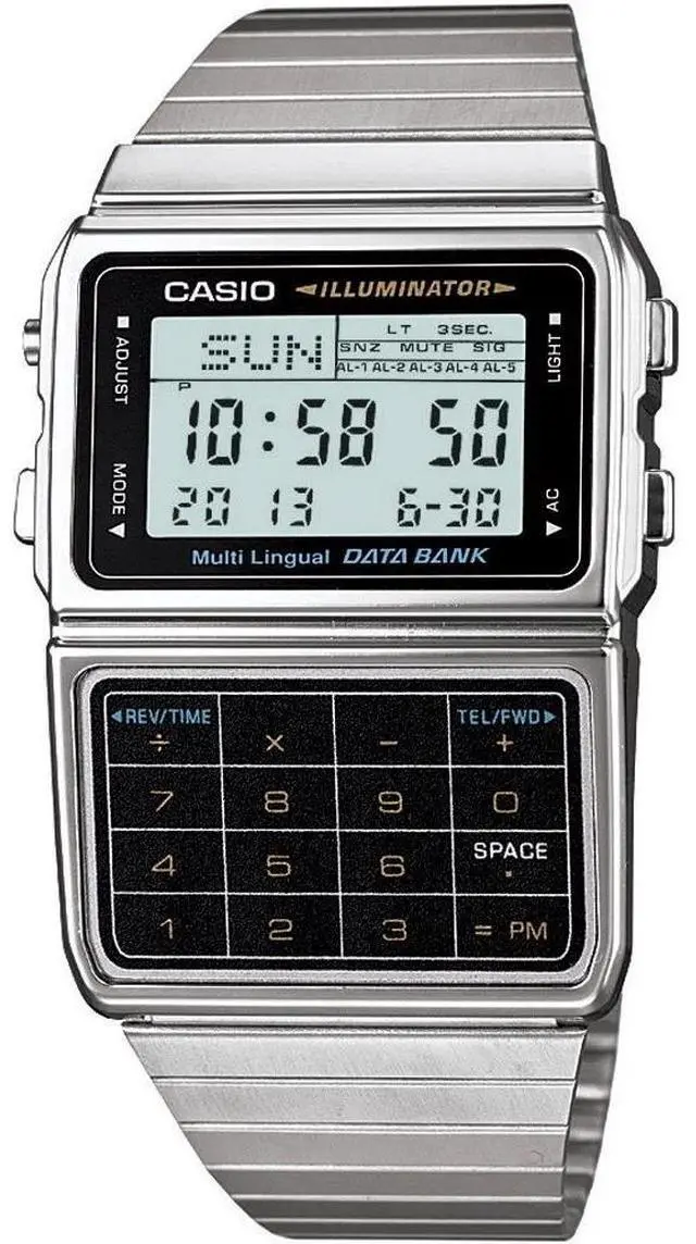 Alt view image 13 of 13 - Men's Casio Databank Telememo Calculator Watch DBC611-1D DBC-611-1D